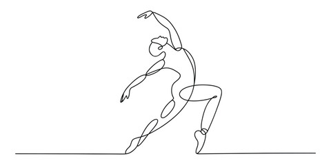 Continuous line drawing of a dancing ballerina © JoyChandra