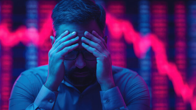 Tech layoffs market impact stressed businessman technology stock trading