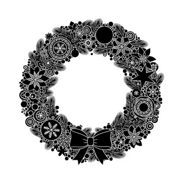 Black and white holiday decorative bow.