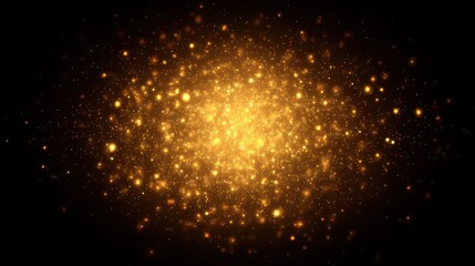 Fototapeta premium A radiant explosion of golden particles against a dark background, creating a mystical atmosphere.