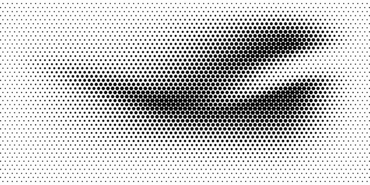 Black seamless hexagon texture. Repeated honeycomb pattern background. Geometric hexagonal halftone tech overlay backdrop. Abstract repeating hex halftone.