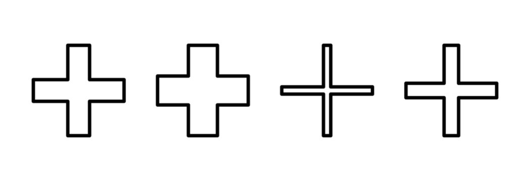 Plus icon symbol for apps and websites. Add plus sign and symbol