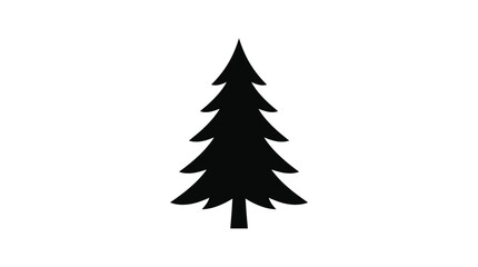 Obraz premium Conifer tree silhouette rendered in bold black provides a clear natural symbol on a clean white background.