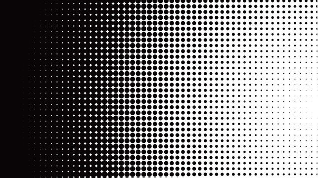 Black and white halftone dot pattern gradient background vector