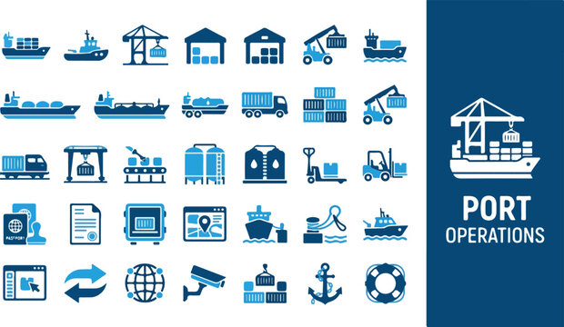 Logistics and shipping industry icons set with cargo transport theme