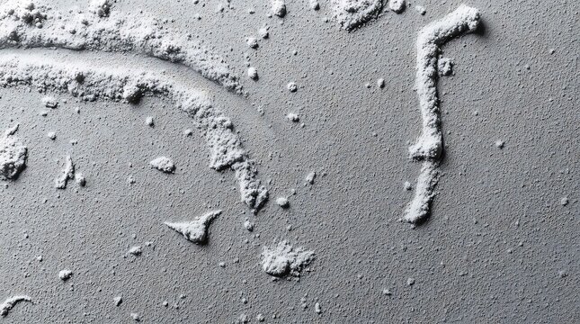 top view of white powder scattered on grey surface