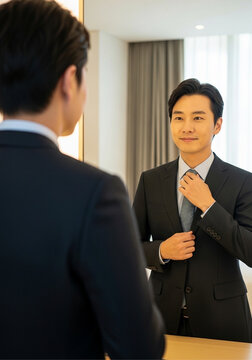 면접준비,interview preparation,거울,mirror,취준생,job seeker,면접,interview,정장,suit,자기소개,self introduction,연습,practice,취업,employment,자신감,confidence,표정,expression,커리어,career,채용,recruitment