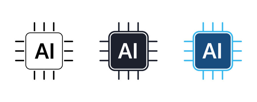 Advanced Artificial Intelligence Vector Icon for AI Content Generation, Digital Automation, Machine Learning and Creative Technology