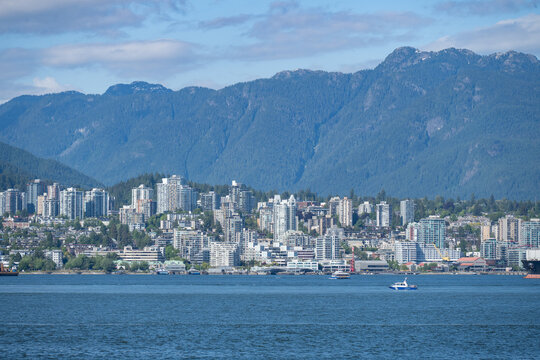 North Vancouver Skyline and Mountains Viewed from Across the Water 