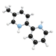 Obraz premium 3D Molecular Model of Nicotine, Chemical Structure, Science and Chemistry Concept