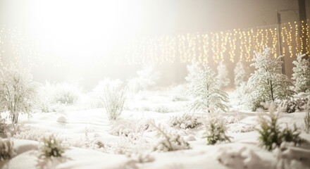 Fototapeta premium Closeup of white powdered sugar dusting a dark brown surface with scattered mint leaves dark brown background