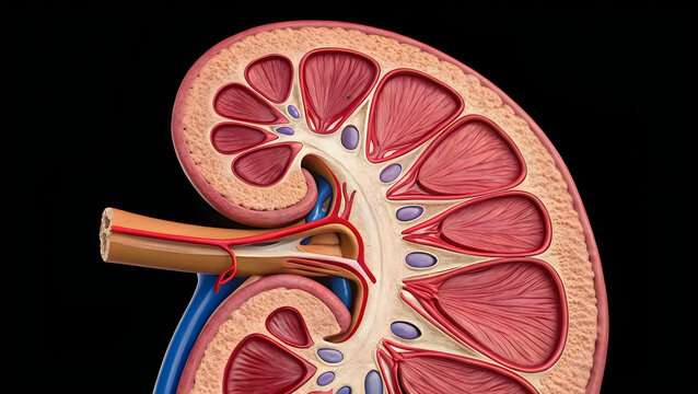 Cross-section of a human kidney anatomy