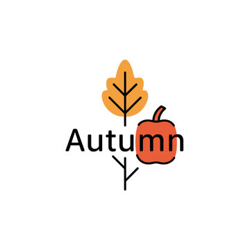Autumn theme with a stylized pumpkin and leaf, representing the fall season's essence with a modern graphic design