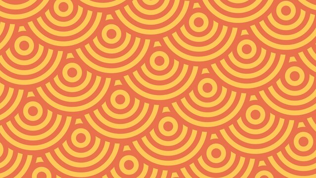 Vibrant Abstract Orange Pattern Background with Circular Arc Motifs