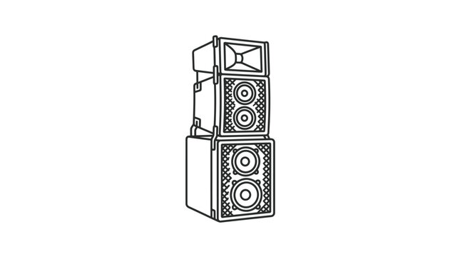 Stacked professional audio speakers for live concert stage.