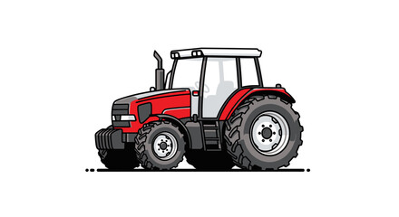 Naklejka premium Red tractor illustration on white background agricultural machinery