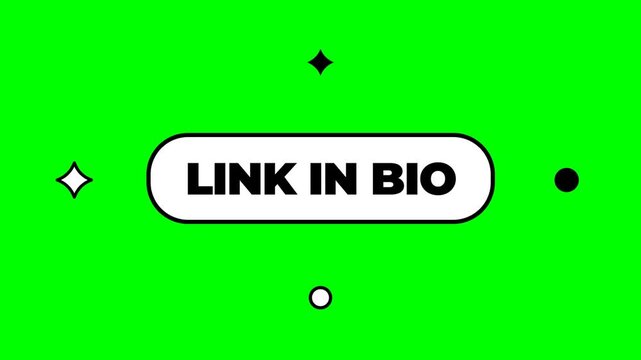 Social Media Link In Bio Button Click Animation with Floating Geometric Shapes on Chroma Key Green Screen Background