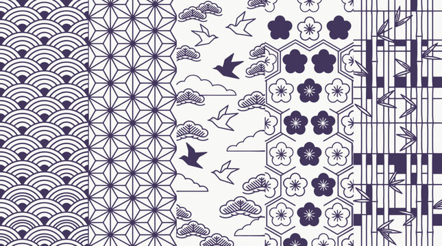 Japanese Patterns: Seigaiha, Asanoha, Clouds, Flowers, Bamboo