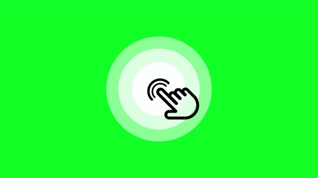 Mouse cursor click touch screen gesture animation on transparent, hand point click button icon sign with ripple circles animated.
