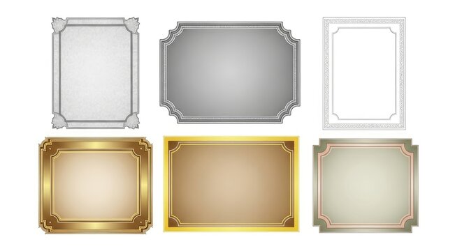 Metallic and gold frames with ornate details metallic frames decorative borders