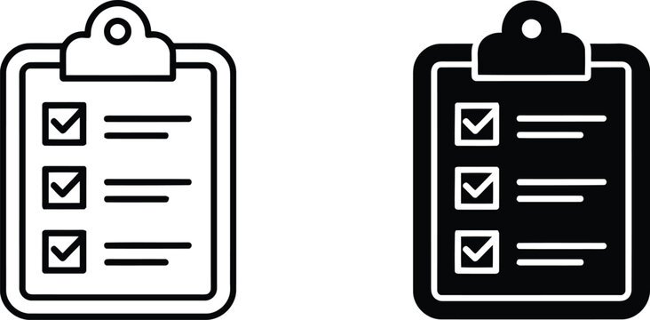 Clipboard with checklist icons
