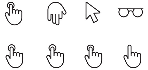 Fototapeta premium Set of hand cursor and touch gesture icons for web interface and digital navigation