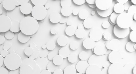 Fototapeta premium White paper circles on white background confetti shapes