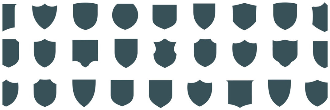Collection of various shield shapes and heraldic emblems for graphic design projects