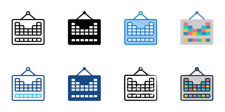 Periodic table icons set multiple style collection. Editable stroke 

