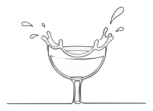 Minimalist line art gin and tonic top view icon. Generative AI