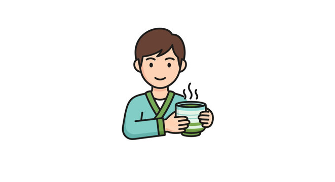 Man holding a hot coffee cup.