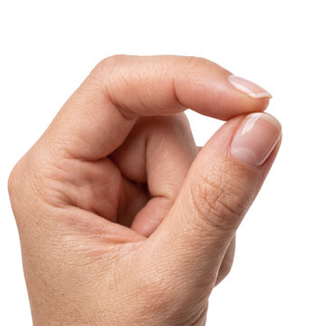 Hand pinching fingers together to show a small size