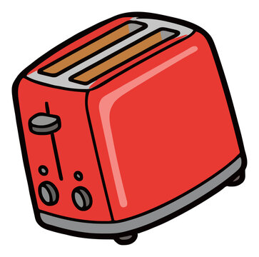 Toaster floating in zero gravity flat vector design. Generative AI
