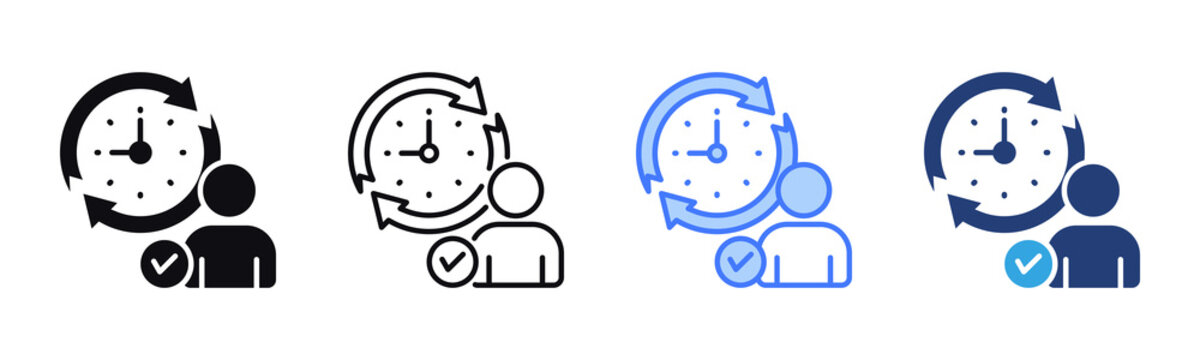 Flexible Working Hours icon sheet multiple style collection