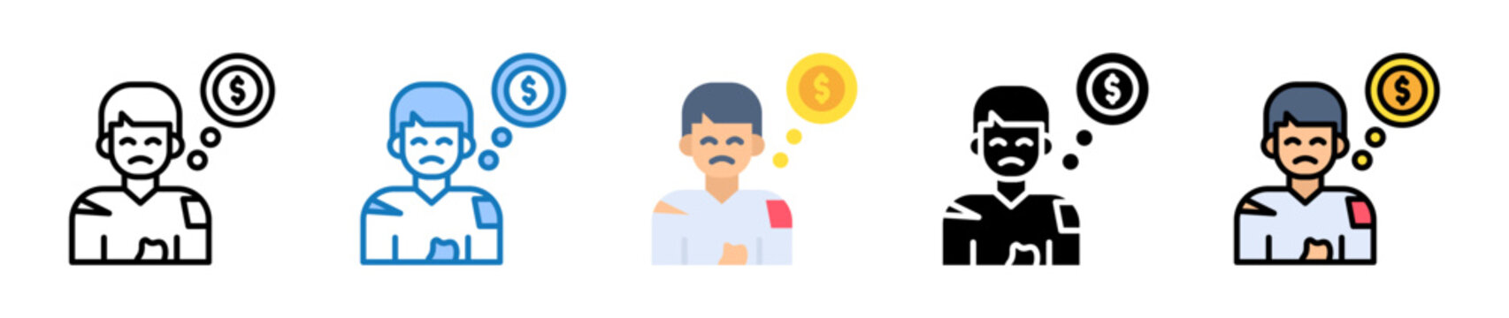 Poverty multiple style icons set design vector illustration. 