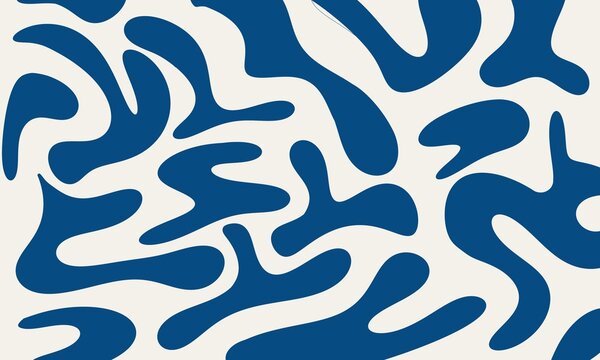 Abstract organic pattern background with flowing curved shapes, grainy texture, seamless modern design, blue artistic composition.
