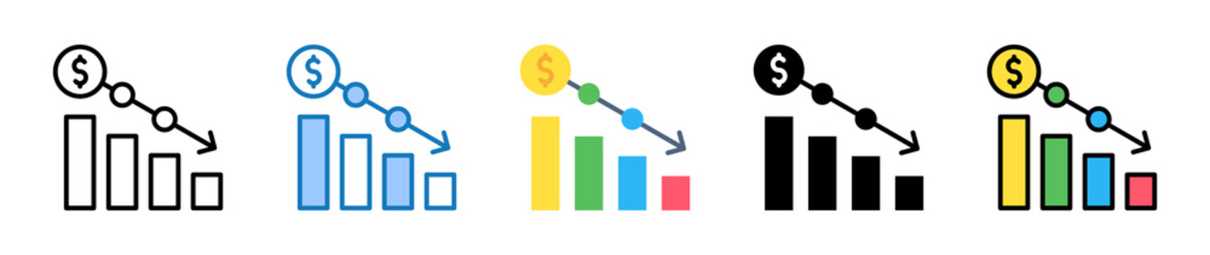 Economic Crisis multiple style icons set design vector illustration. 