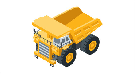 Isometric Yellow Mining Dump Truck Vehicle Illustration. © Re