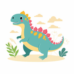 Fototapeta premium Cute Cartoon Dinosaur Illustration