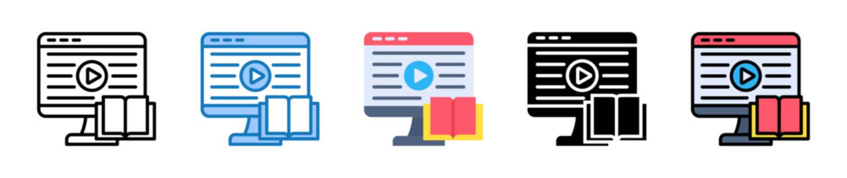 Elearning multiple style icons set design vector illustration. 