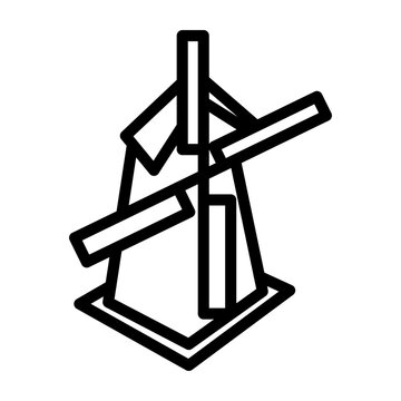 Isometric Windmill Vector Line Icon Design