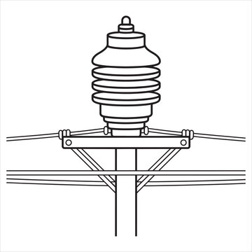 Ceramic insulator mounted on utility pole for power transmission