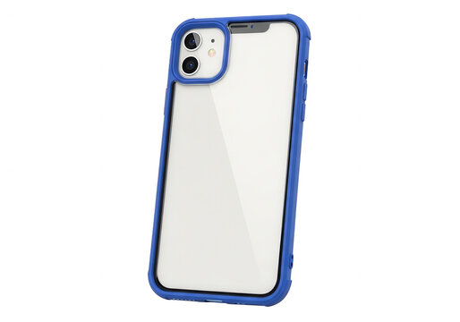 Blue phone protective case mockup with iphone 11