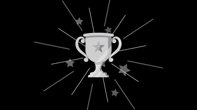 Silver Trophy Cup Second Place Runner Up Award Animation on Black Screen Background