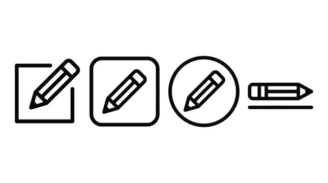 Collection of digital application editing icons featuring outline design of writing pencils