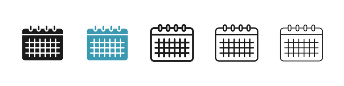 Table calendar icon in flat style. Basic vector symbol illustration
