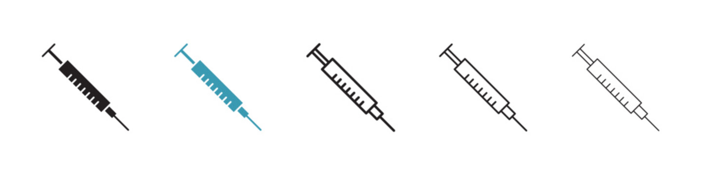 Syringe icon in flat style. Basic vector symbol illustration