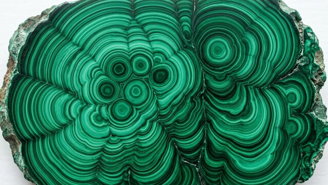 Polished Malachite Mineral Slice Swirling Bands Flat Lay