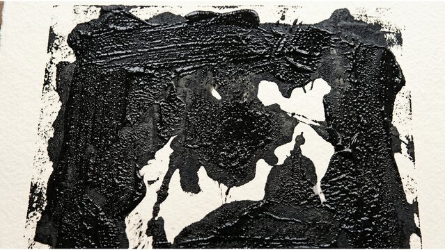 Monotype Oil Ink Roller Texture On Rag Paper Flat Lay