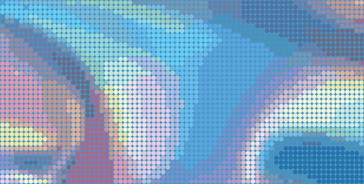 Thermographic camera, RGB monitor screen. Rainbow threshold gradient background. Iridescent abstract isogelia color LED texture. Thermal imager multicolored dot pattern. Vector